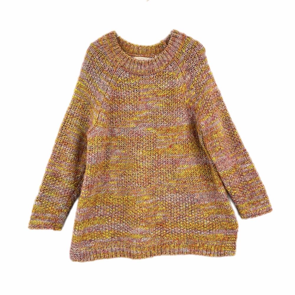 Soft Surroundings PLUS Tan Multicolor Knit Winter Fall Relaxed Cozy Warm Sweater